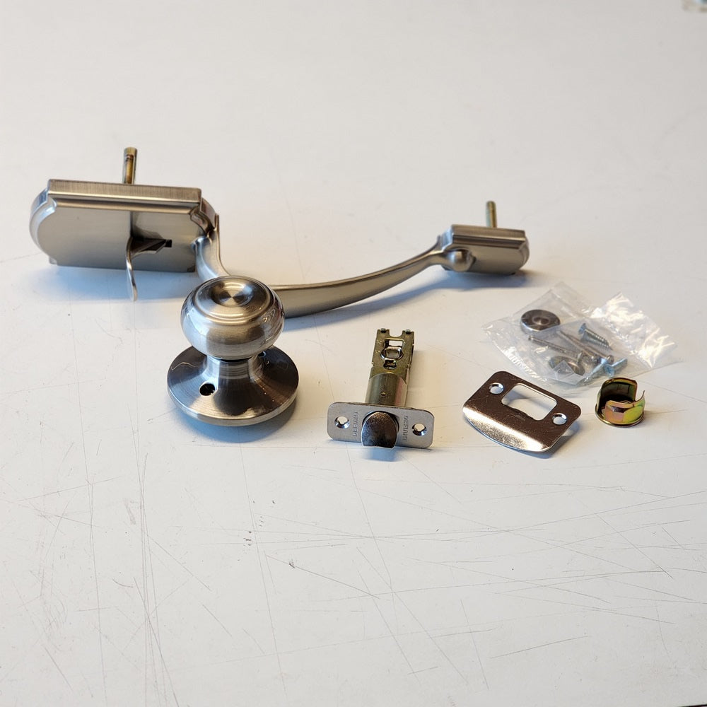 Castle Satin Nickel Entrance Door Handleset with Hartford Interior Knob (HWX2G3) Castle Satin Nickel Entrance Door Handleset with Hartford Interior Knob (HWX2G3)